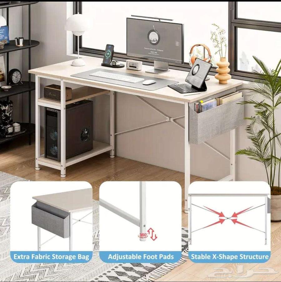 مكتب الكمبيوتر الحديث مع أرفف اخزبن64443856702977111