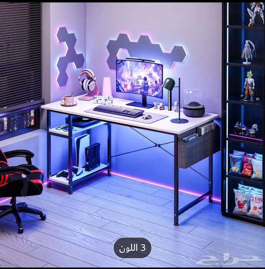 مكتب الكمبيوتر الحديث مع أرفف اخزبن64443856702977112