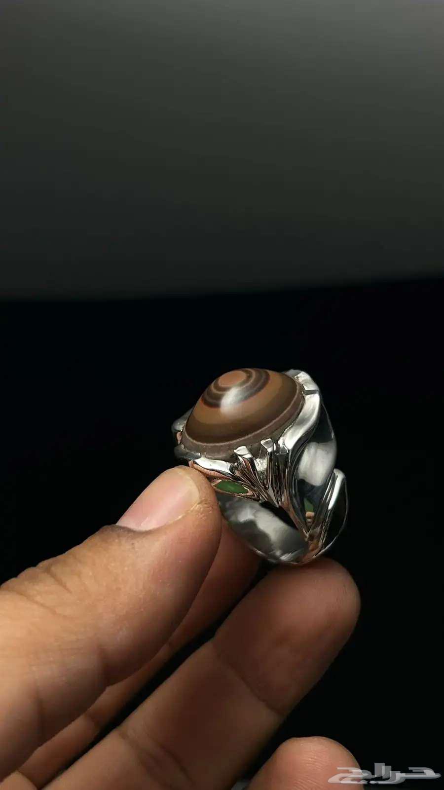 خاتم صياغة حمادة VIp عقيق بقراني طبقي الدر النجفي64451768549633114
