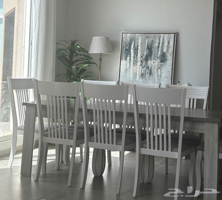 Elegant dining table with 8 chairs and IKEA dining buffet64451646153729111
