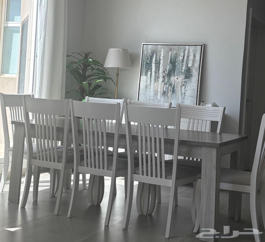 Elegant dining table with 8 chairs and IKEA dining buffet64451646153729112
