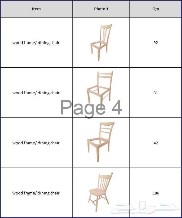 Dining Table Chair Frame (4 Shapes) Quantities64460816568706110