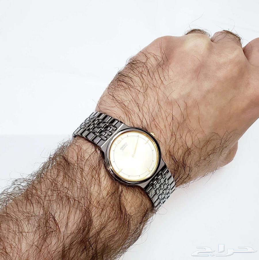 ساعة سيكو لاسال رقيقة مميزة بلون اسود لامع64493572957058113