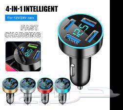 Smart 4-Port USB Car Charger with Voltage Display Screen Fast Charging64492581725570110