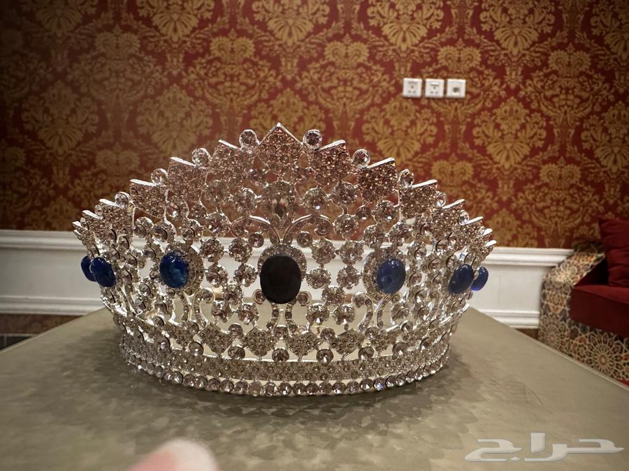 تاج ملكي مرصع بحجر الزفير الازرق للزفاف64495624574466111