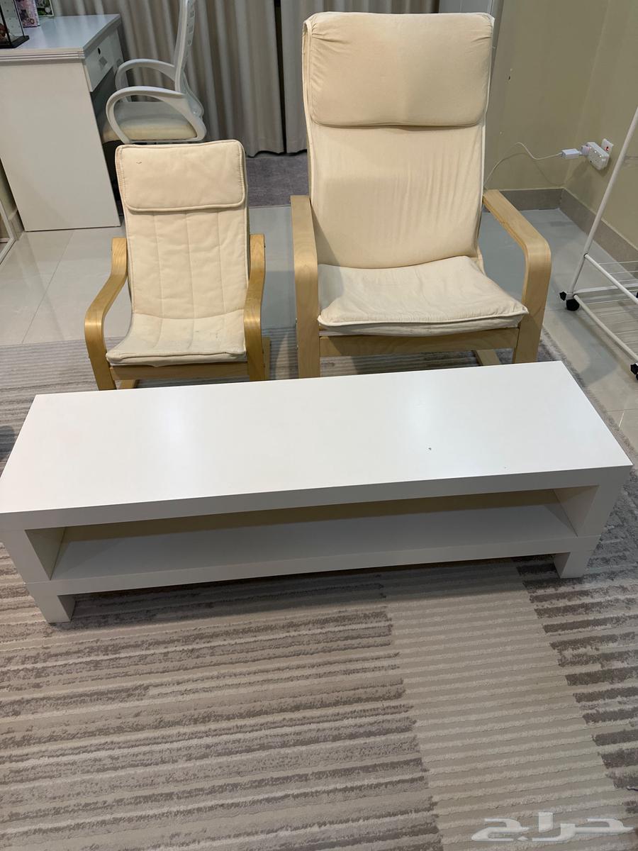 A big chair, a small chair, and a table from IKEA64500602448386110