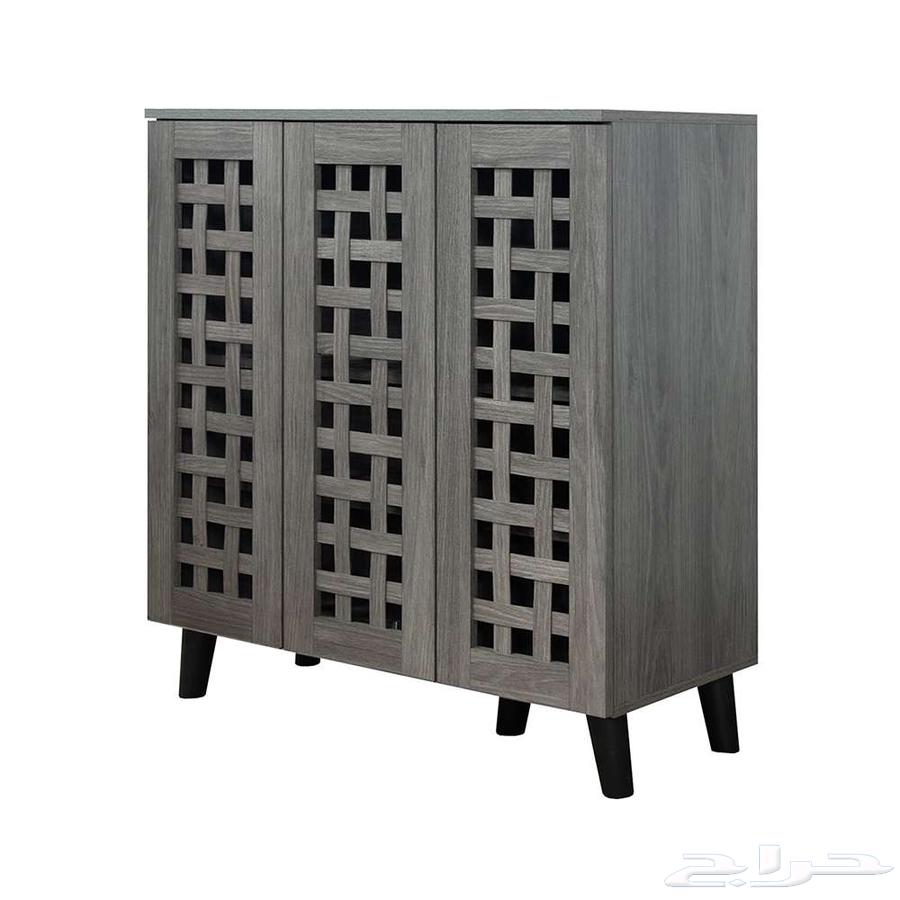 طاولة أحذية   طاولة تلفزيون بحالة جديدة (لون خشبي رمادي)64501539472258112