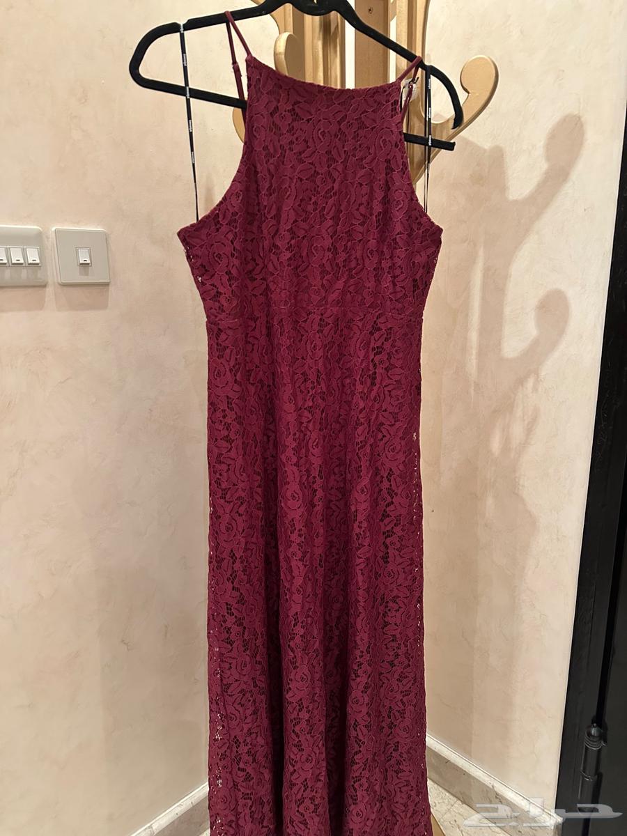 فستان جديد تماما  مقاس ميديم 12 دانتيل برغندي64511269479555114