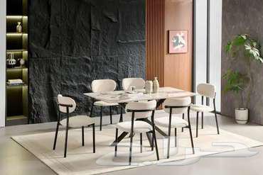 Luxury Beige Rectangular Ceramic Top Dining Table 6 1 (( New ))64533944334977110