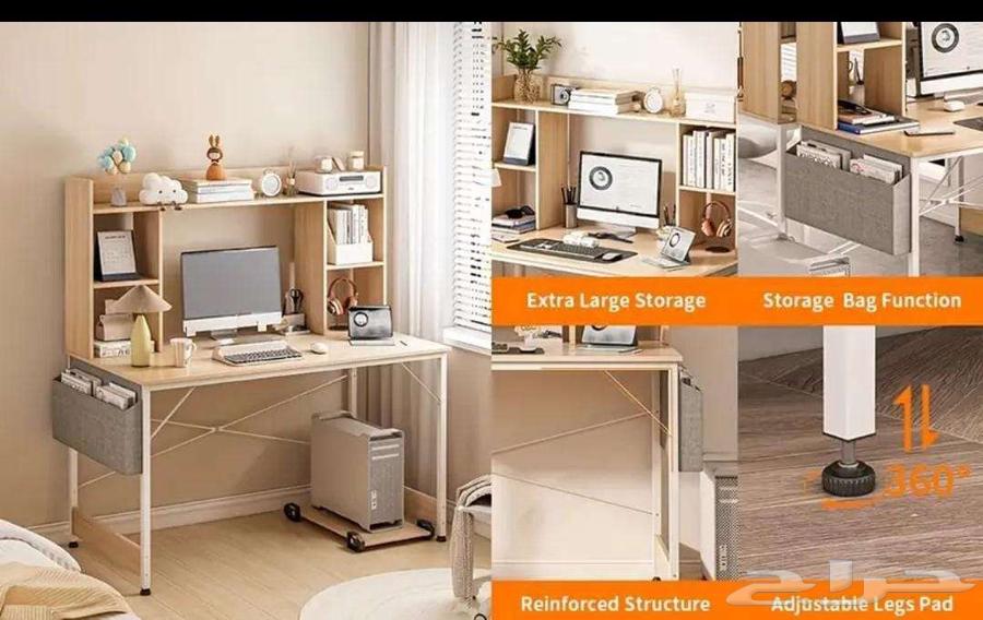 مكتب كمبيوتر مكتبي منظم مع كتب مدمج حامل64534789374849112