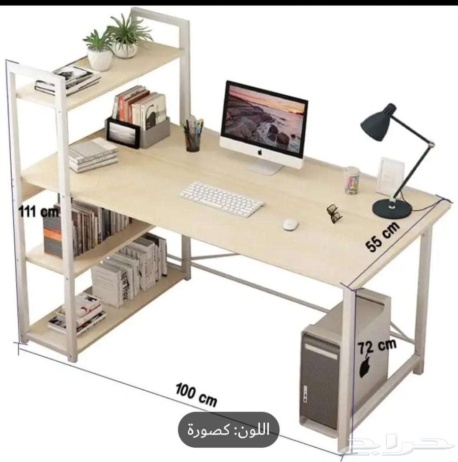 طاوله مكتبي خشبي نوعيه عالي الجودة عصري مع رف كتب مكتب منزل64502323119490110
