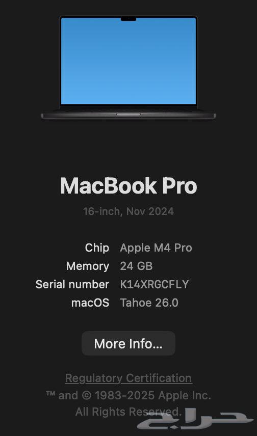ماك بوك برو 16 انش ام 4 برو (MacBook Pro 16 M4 Pro)64546393460737110