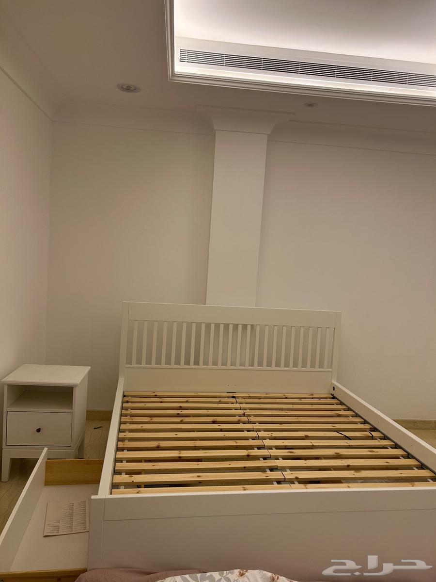 IKEA bed with storage and two side tables64553694356354110