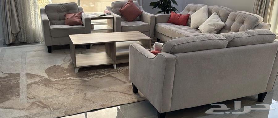 كنب 7 اشخاص مع طقم طاولات وسجاده وطاولة تلفزيون64548406416130110