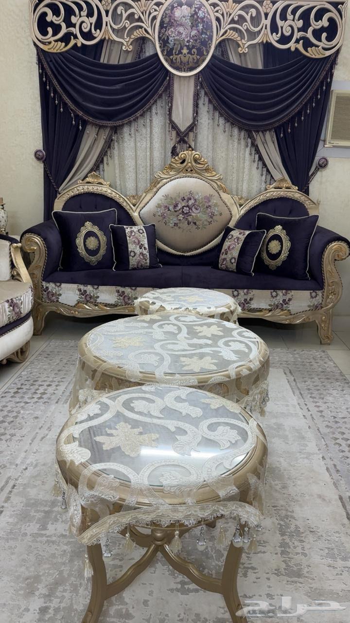 كنب للبيع مع طاولات وستاره64567503891074111