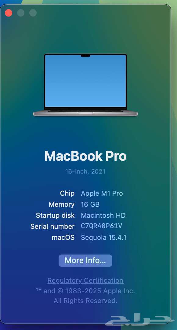 للبيع MacBook Pro M1 2021 16-inch64575126579969114