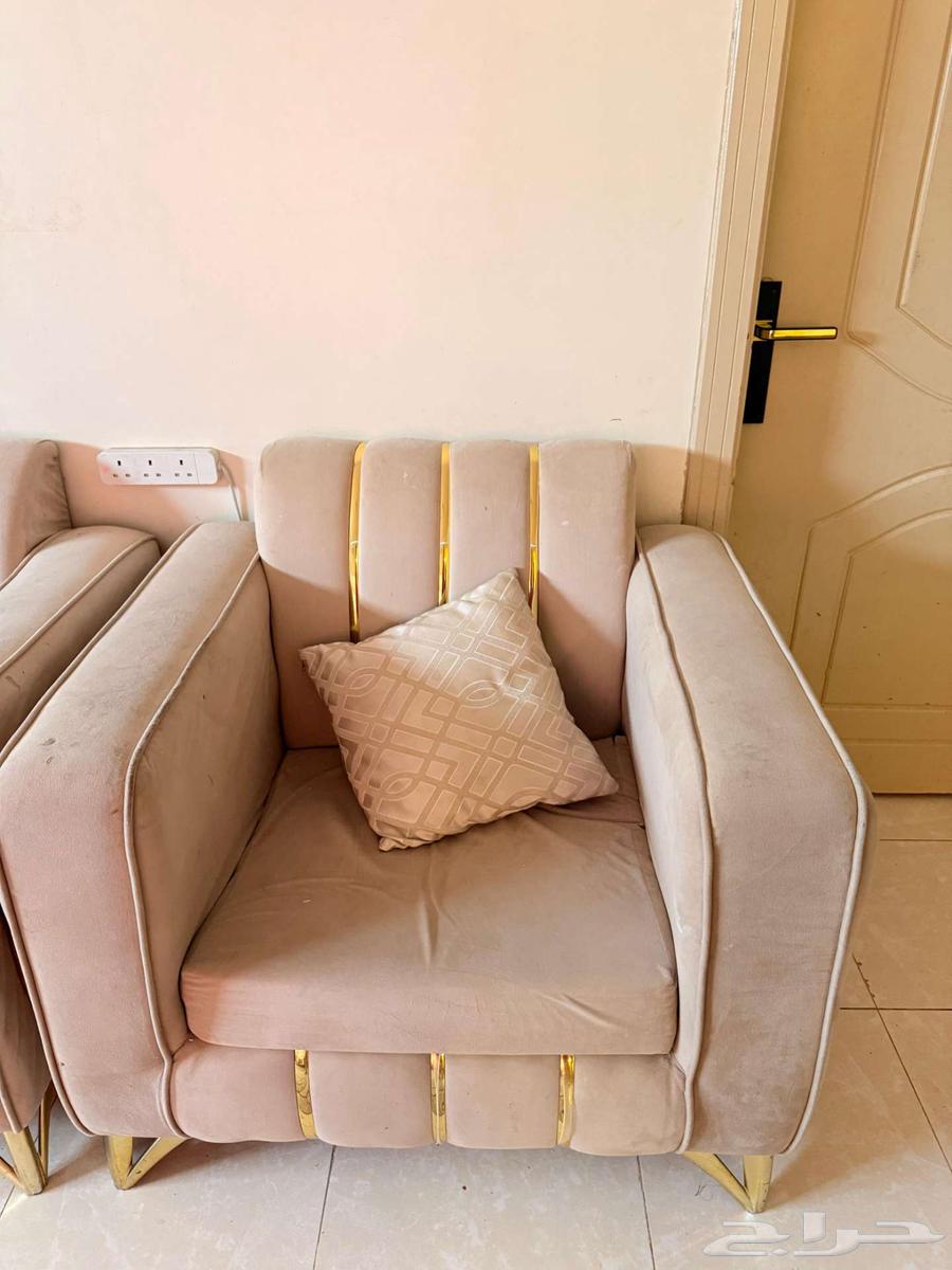 Used sofa set consisting of 2 sofas and 1 chair - price 350 SAR64576409621889110