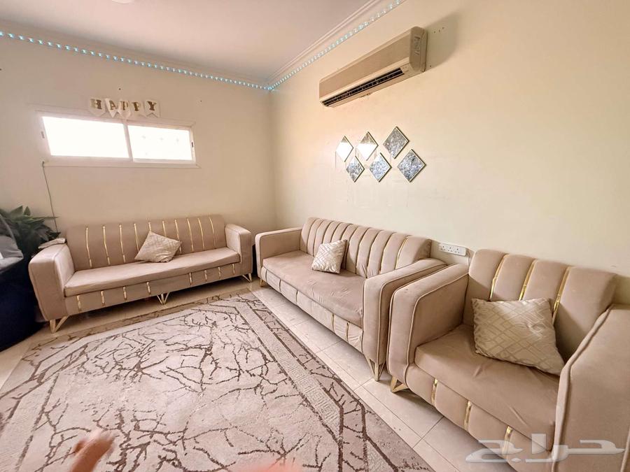 Used sofa set consisting of 2 sofas and 1 chair - price 350 SAR64576409621889112