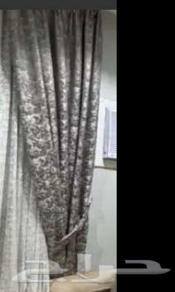 Sofa for sale with cushions, curtains, and a mattress of one meter size64585024765953113