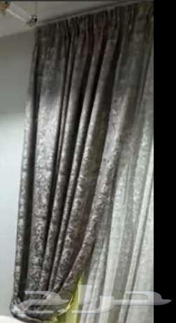 Sofa for sale with cushions, curtains, and a mattress of one meter size64585024765953114