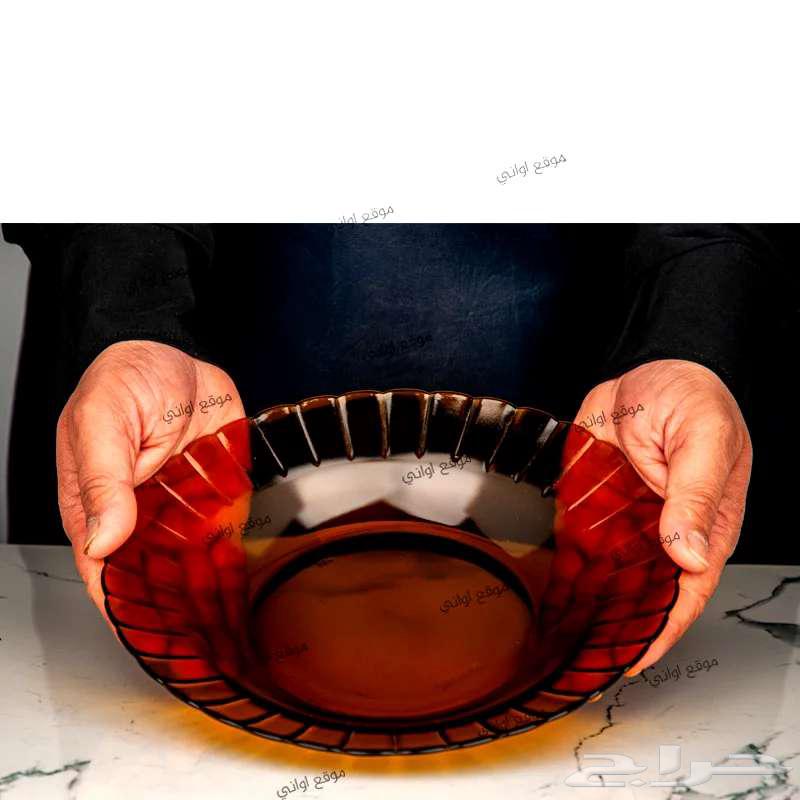 صحن زجاج قديم عسلي64584433008513112