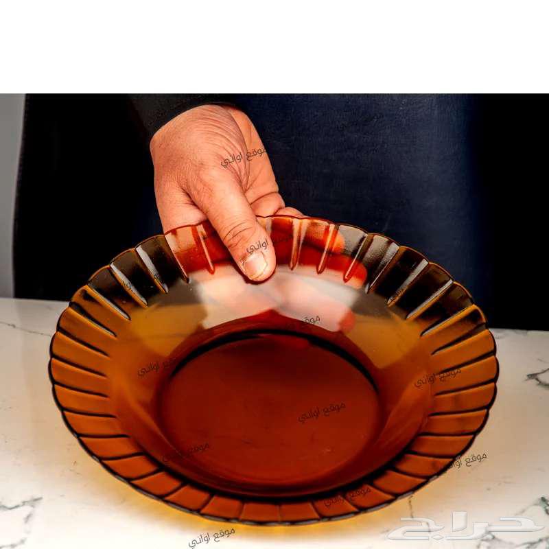 صحن زجاج قديم عسلي64584433008513111