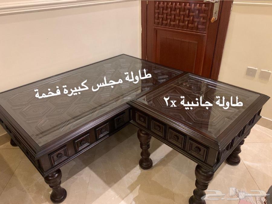 طقم طاولة مجلس كبيرة لون بني داكن   عدد 2 طاولة جانبية64585509271298110