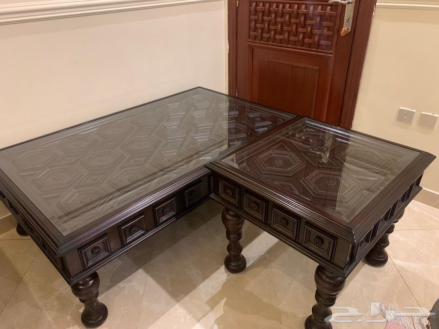 طقم طاولة مجلس كبيرة لون بني داكن   عدد 2 طاولة جانبية64585509271298113