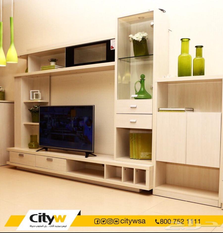 مكتبة تلفزيون وطاولة قهوة من سيتي دبليو بحالة ممتاره64586352112897110