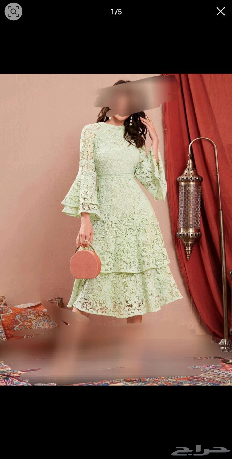 فستان دانتيل مزخرف بطبقات شبه جديد64597348554499110