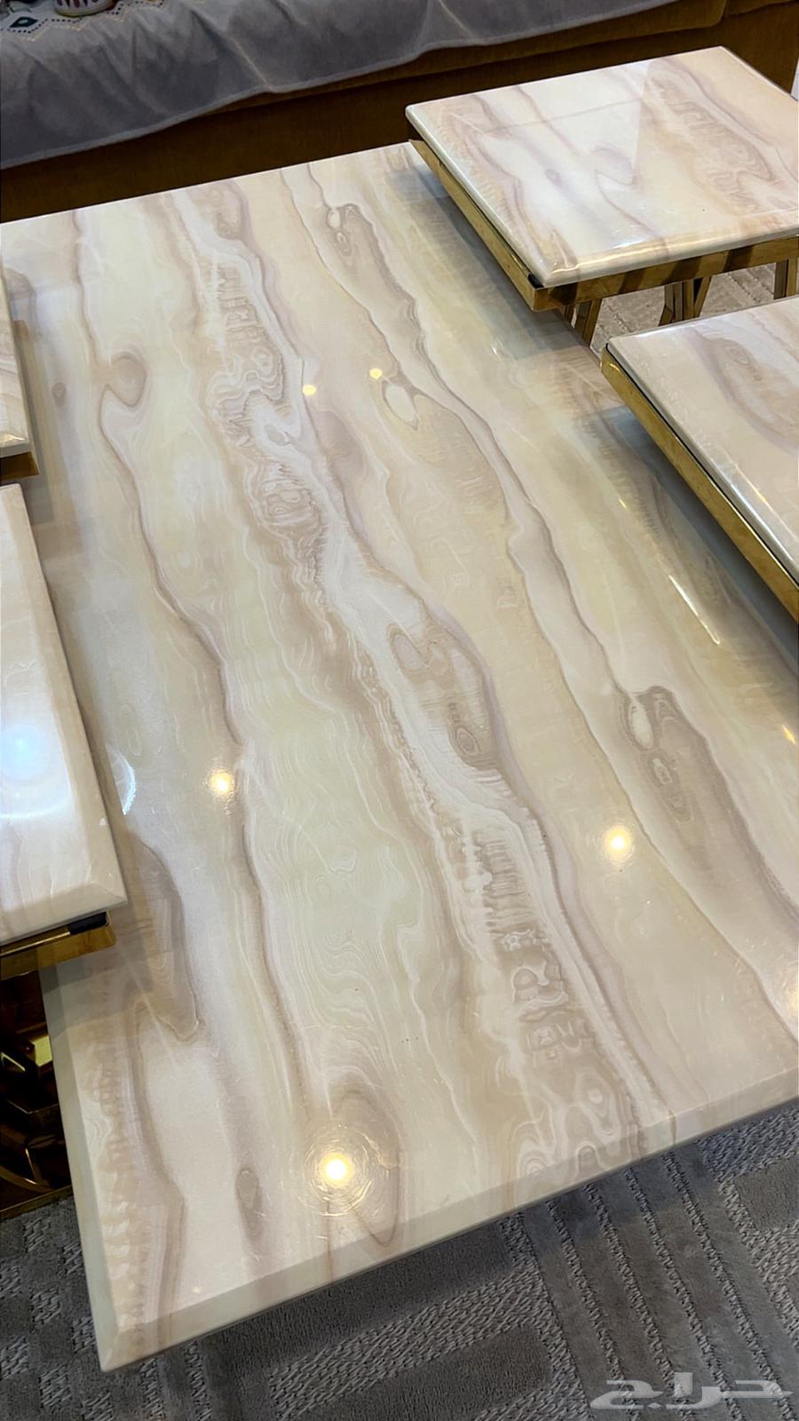 طاولة صالة معيشة 5 قطع 2024 رخام   أستيل64612582644738113