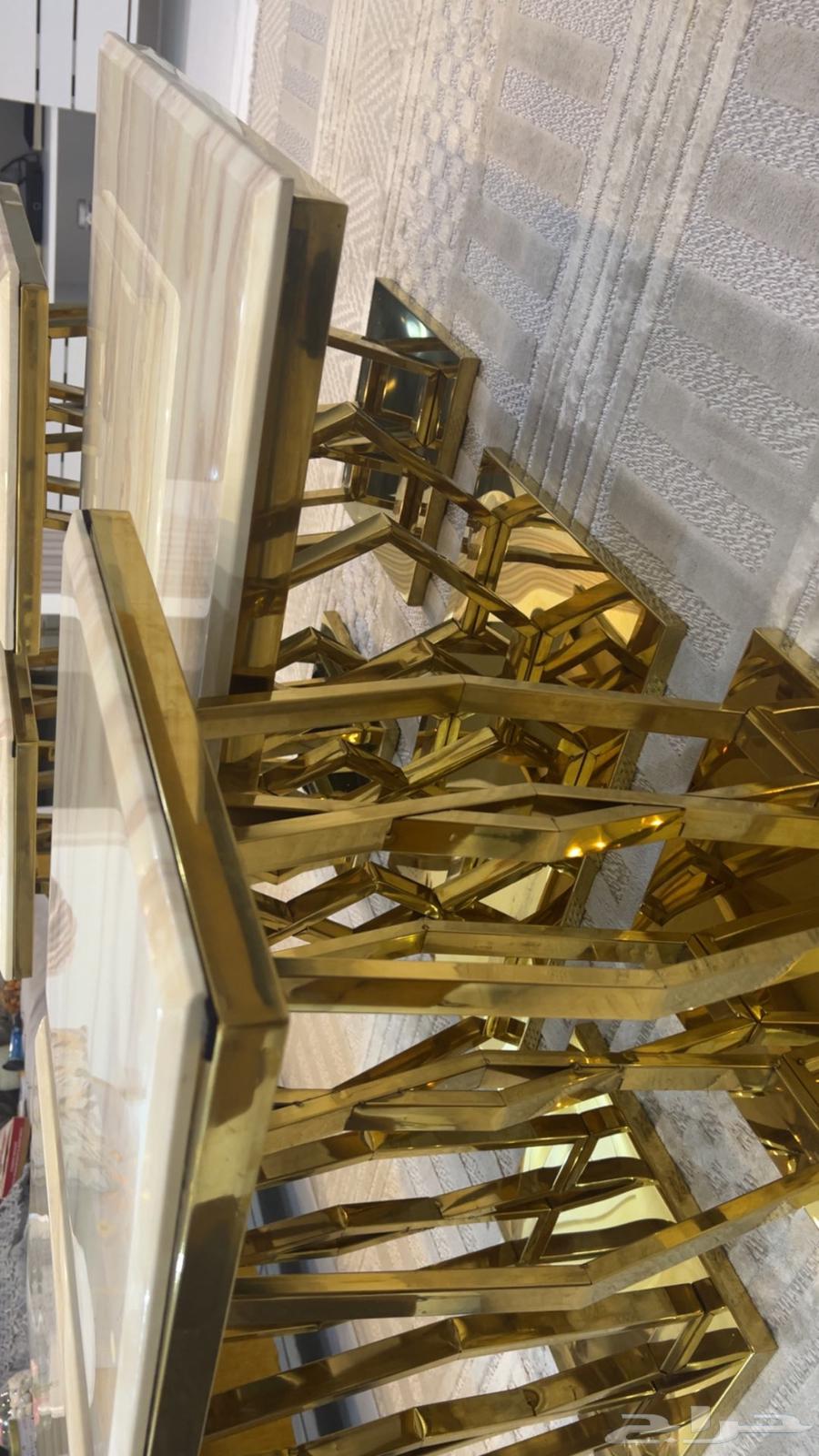 طاولة صالة معيشة 5 قطع 2024 رخام   أستيل64612582644738111