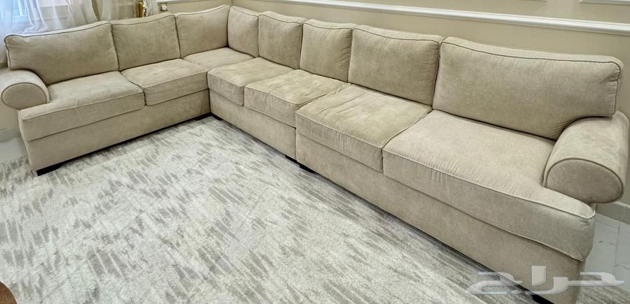 كنب حرف L بيج نظيف تفصيل تركي64611267446402110