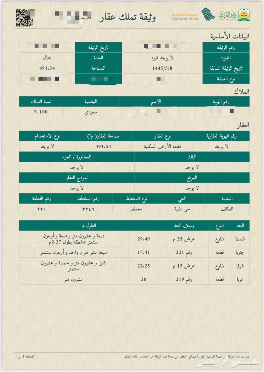 Land for sale in Taif Al-Arfai (Al-Tayyibah District) 155 thousand SAR64148939445633111
