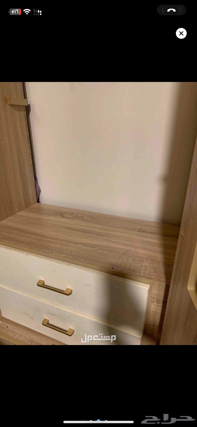 دولاب ملابس كبير بتصميم مميز (ابيض وخشب فاتح)64661725290626113