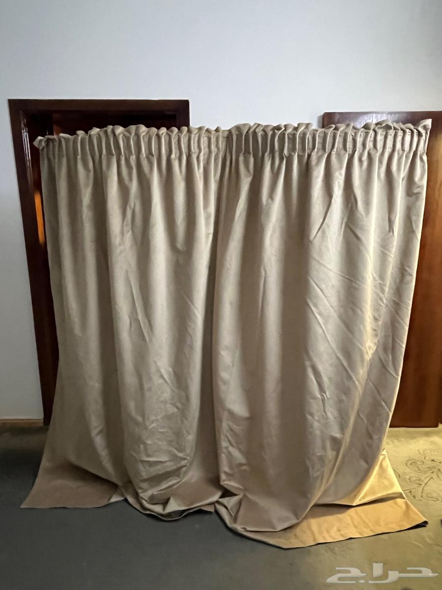 قطعتين ستائر لون بيج64510845639683111