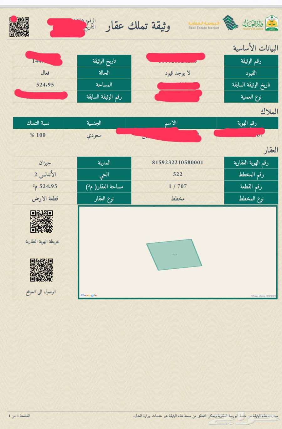 ارض للبيع ضاحية الملك عبدالله جيزان الاندلس شارعين64487086962051112