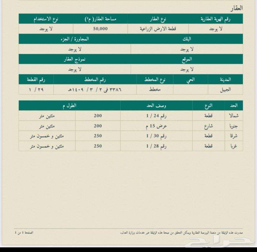 مزرعة 50 الف صك الكتروني قريبة من الجبيل64518098813313112